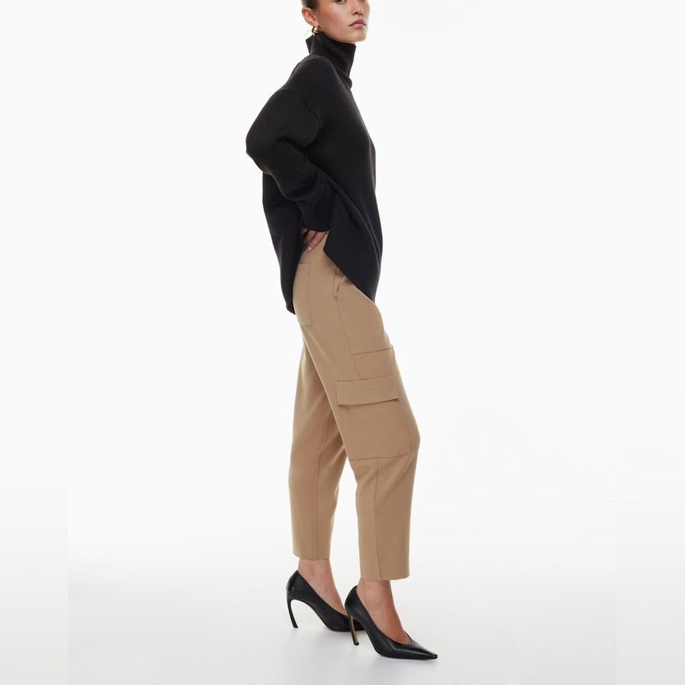 Babaton Titan Cargo Pant Tan Saville Refined Relaxed Fit Drapey Aritzia - Sz 10